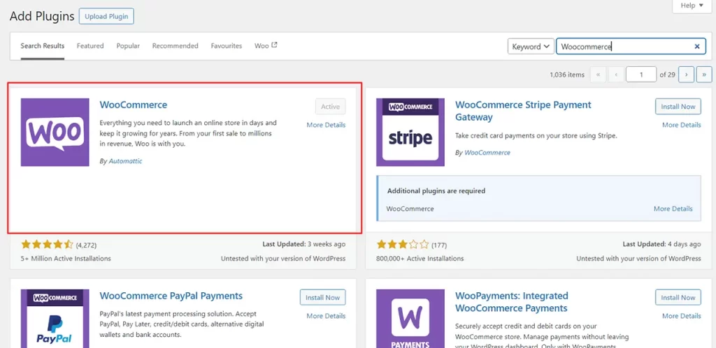 WordPress Plugin Installation Screenshot