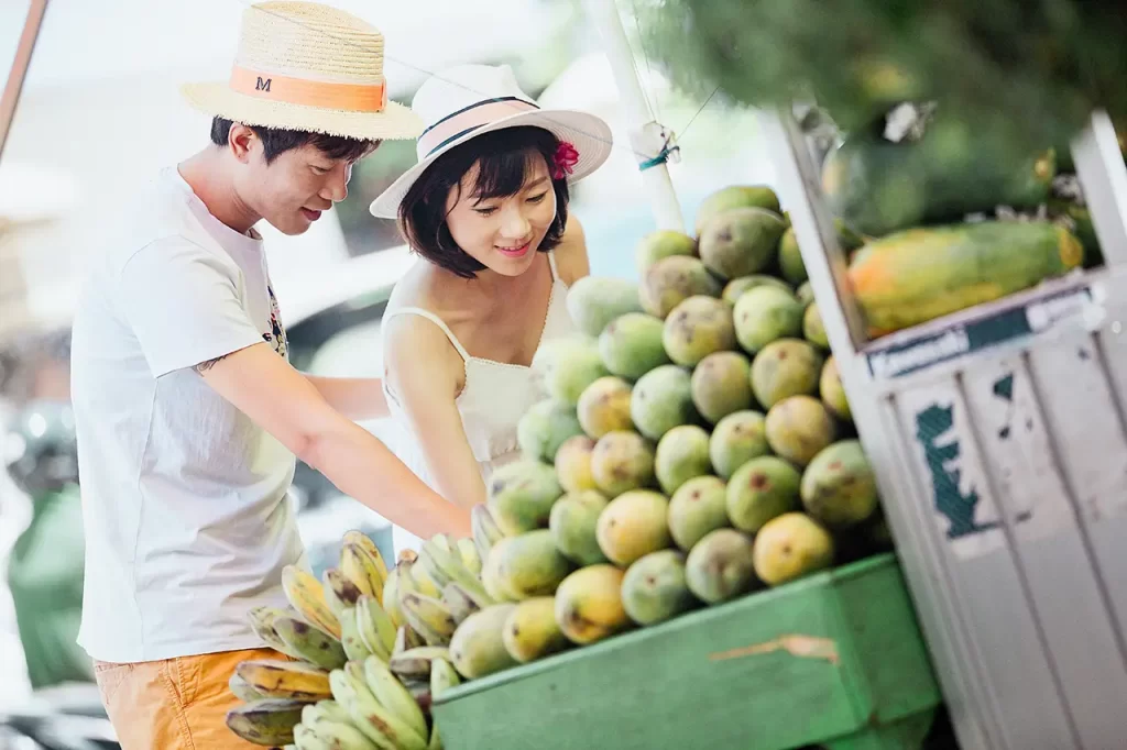 Man and woman shopping